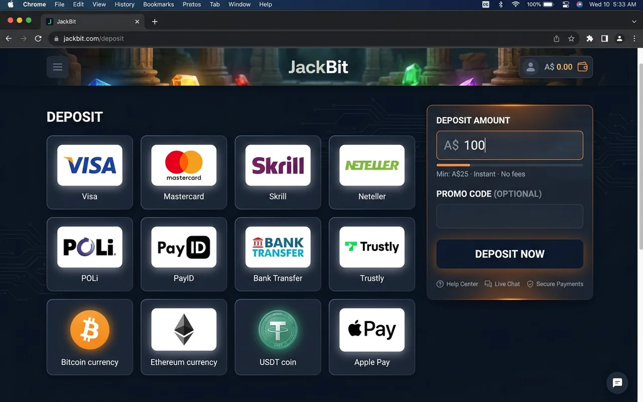 Payment methods and cashouts – JackBit